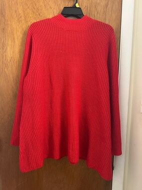 Woman Within Red Ribbed Knit Sweater